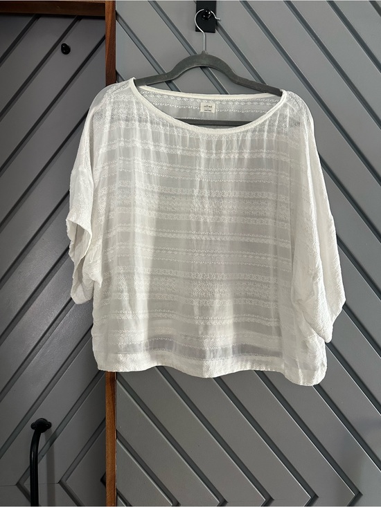 Wilfred Tops - Wilfred White Boxy Sheer Stripe Blouse